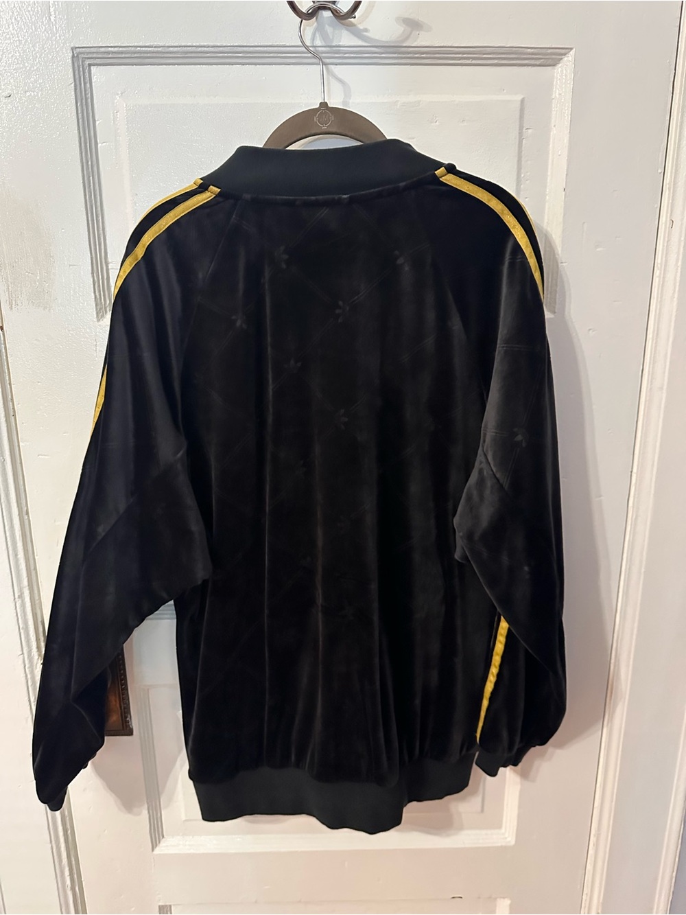 adidas Black Velvet Track Jacket with Gold Stripes - Picture 2 of 3